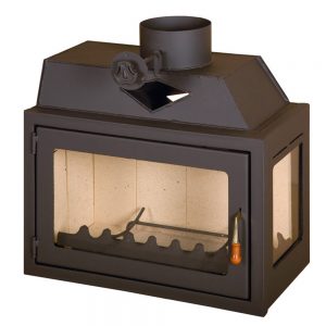Vgraden Kamin PRITY O лев Моќ: 10 kW Погоден за простории до 55 m2 Големина ( a x b x h /cm) : 70 x 40 x 63 /cm Тежина : 75 кг